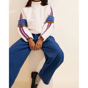 NEW FREE PEOPLE mountain high sporty logo sweatshirt in ivory combo